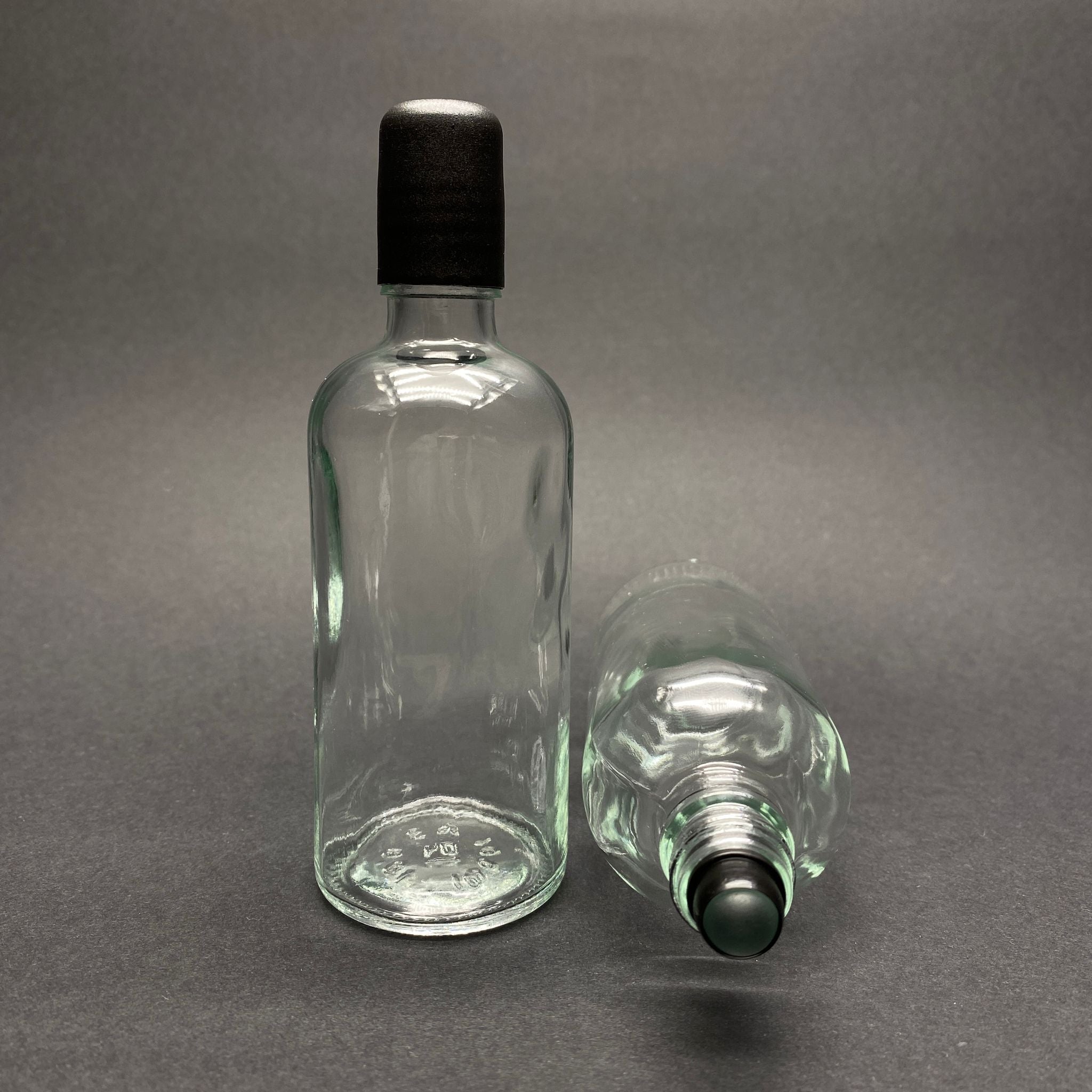 100 CC прозрачна стъклена ролкова бутилка - черна капачка - 100 ml стъклена бутилка с топка - стъклена ролкова бутилка - стъклена бутилка Essence