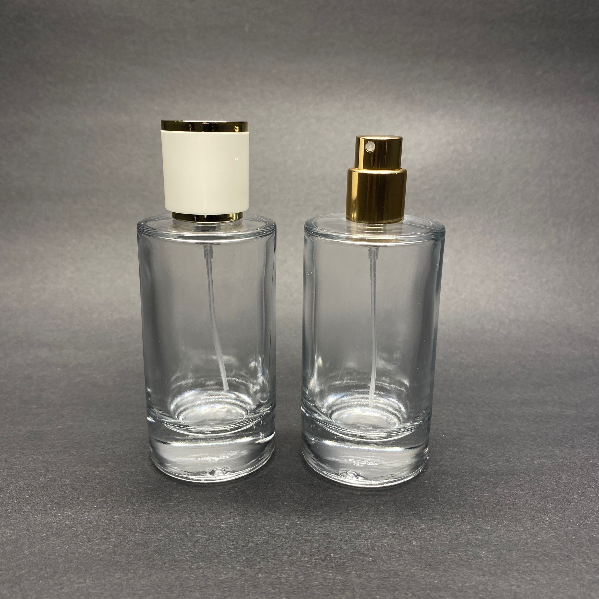 50 ML ЦИЛИНДРИЧЕН МОДЕЛ ЗА ПАРФЮМ MARS - ЗЛАТЕН МЕТАЛЕН СПРЕЙ + ЗЛАТНО БЯЛА КАПАЧКА (15 MM УСТИЕ, ЛЕСНО ЗАТВАРЯНЕ С Щракване)