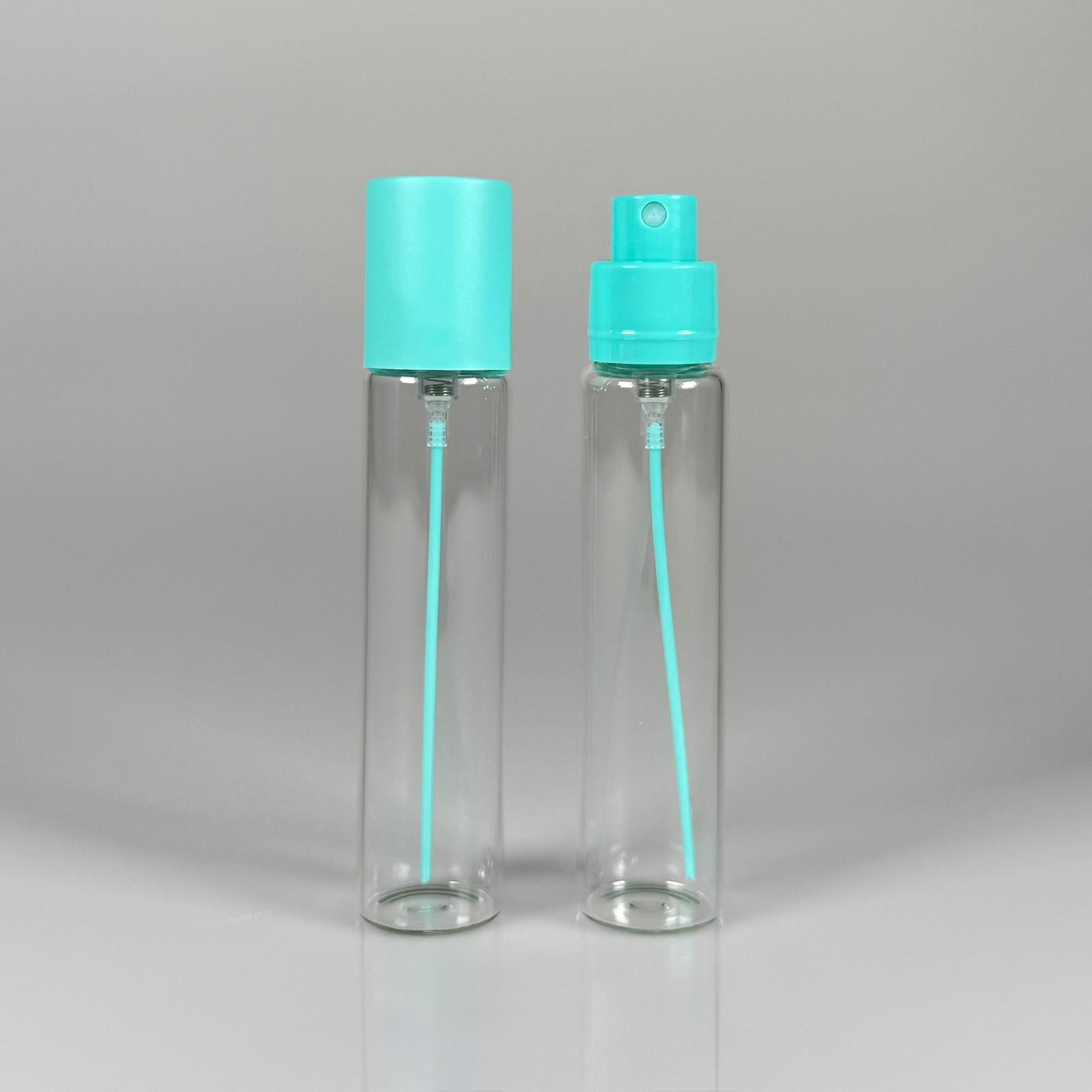 БУТИЛКА ЗА ПАРФЮМ 25 ML - 25 CC ОПАКОВКА ЗА ПАРФЮМ С ВЕНТИЛ (ОТВОР ЗА ДОСТАВКА) СТЪКЛЕНИ ФЛАШИНИ ЗА ПАРФЮМ - ТЮРКОАЗЕН СПРЕЙ + КОМПЛЕКТ КОМПЛЕКТ С КАПАЧКА
