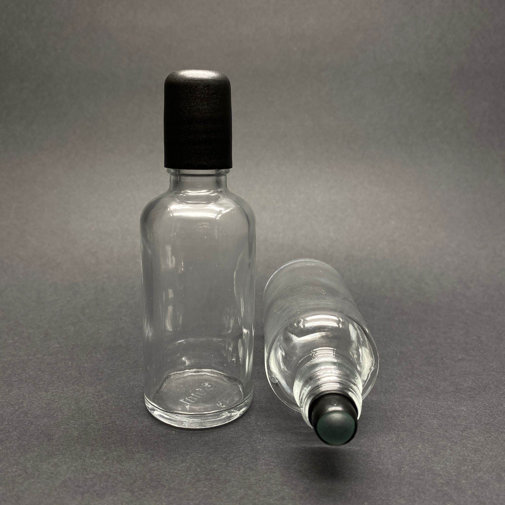 50 CC прозрачна стъклена ролкова бутилка - черна капачка - 50 ml стъклена бутилка с топка - стъклена ролкова бутилка - стъклена бутилка Essence