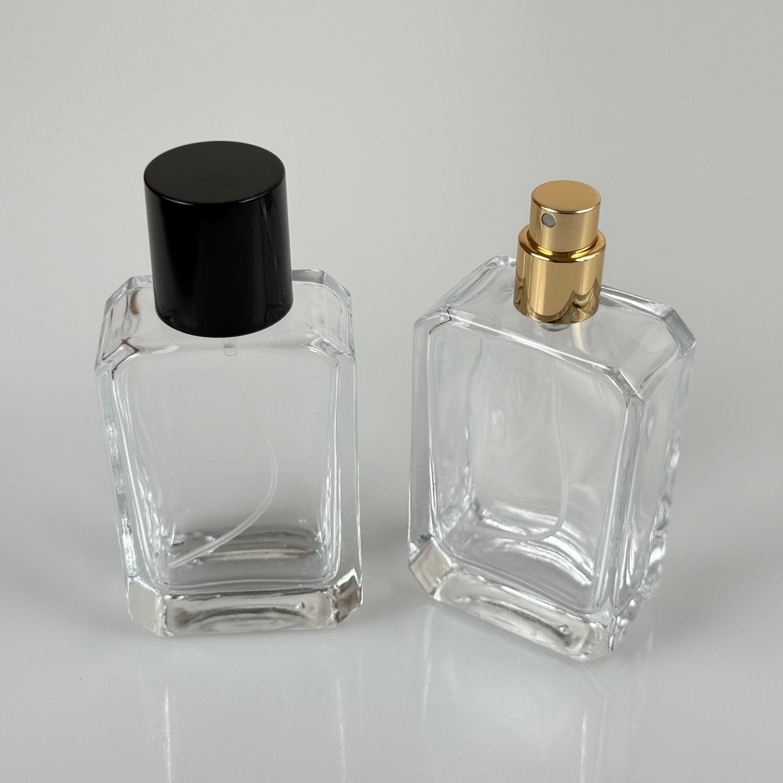 50 ML ФЛАКОН ЗА ПАРФЮМ ANGEL, КВАДРАТЕН МОДЕЛ - ЗЛАТЕН МЕТАЛЕН СПРЕЙ + ЧЕРНА КАПАЧКА (15 ММ УСТИЕ, ЛЕСНО ЗАТВАРЯНЕ С Щракване)