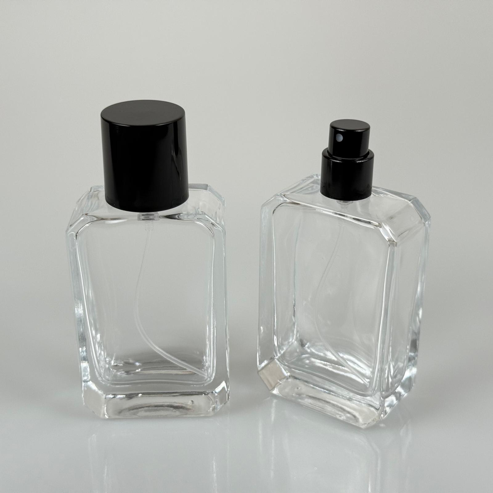 50 ML ФЛАКОН ЗА ПАРФЮМ ANGEL, КВАДРАТЕН МОДЕЛ - ЧЕРЕН МЕТАЛЕН СПРЕЙ + ЧЕРНА КАПАЧКА (15 ММ УСТИЕ, ЛЕСНО ЗАТВАРЯНЕ С Щракване)