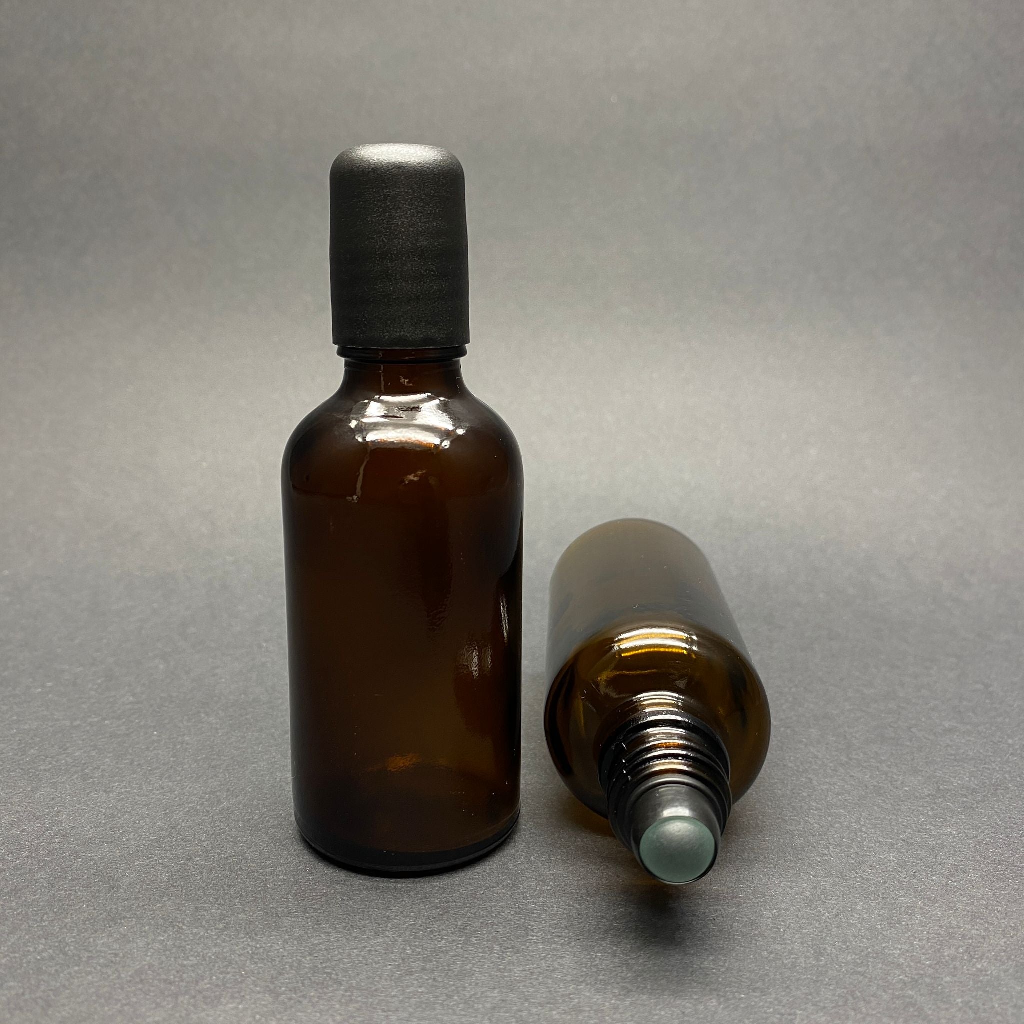 50 CC кехлибарена стъклена ролкова бутилка - черна капачка - 50 ml стъклена бутилка с топка - стъклена ролкова бутилка - стъклена бутилка Essence