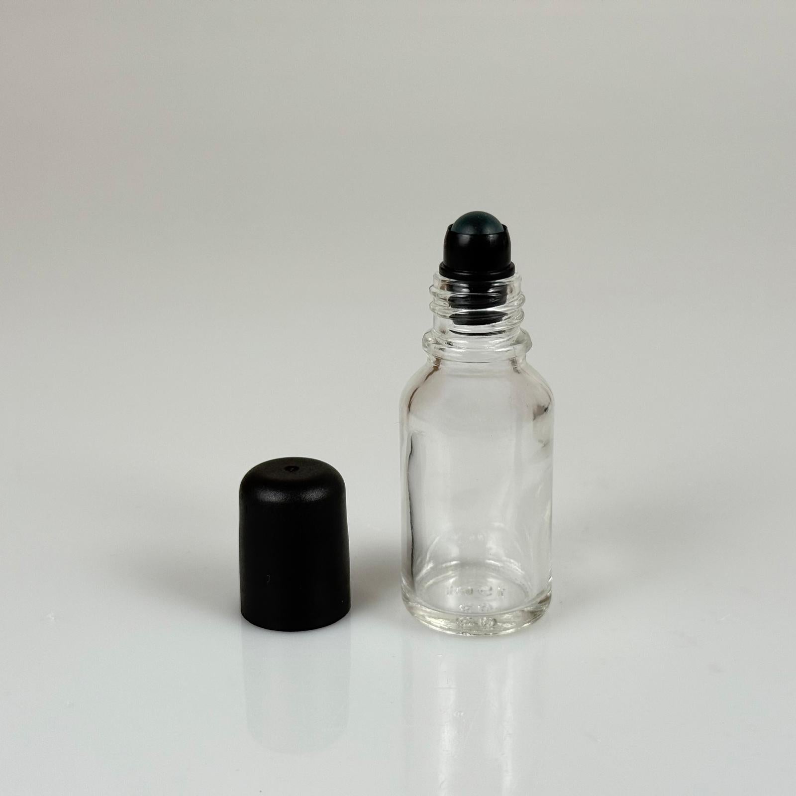 15 CC прозрачна стъклена ролкова бутилка - черна капачка - 15 ml стъклена бутилка с топка - стъклена ролкова бутилка - стъклена бутилка Essence