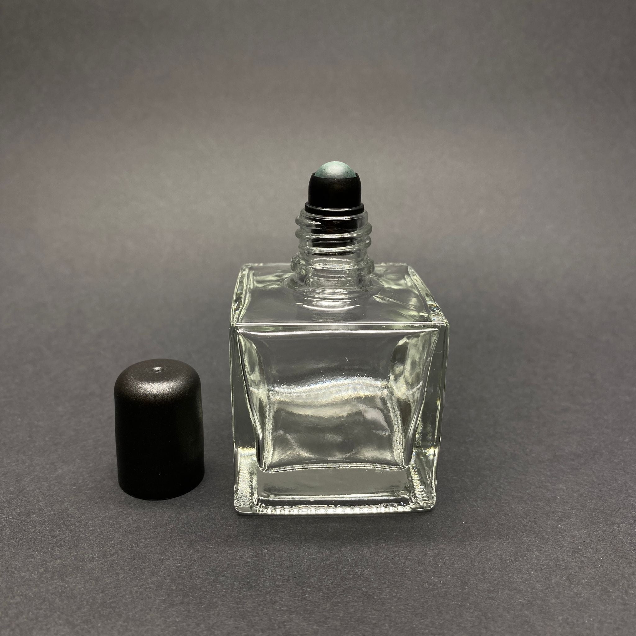50 CC прозрачна квадратна стъклена ролкова бутилка - черна капачка - 50 ml стъклена бутилка с топка - стъклена ролкова бутилка - стъклена бутилка Essence