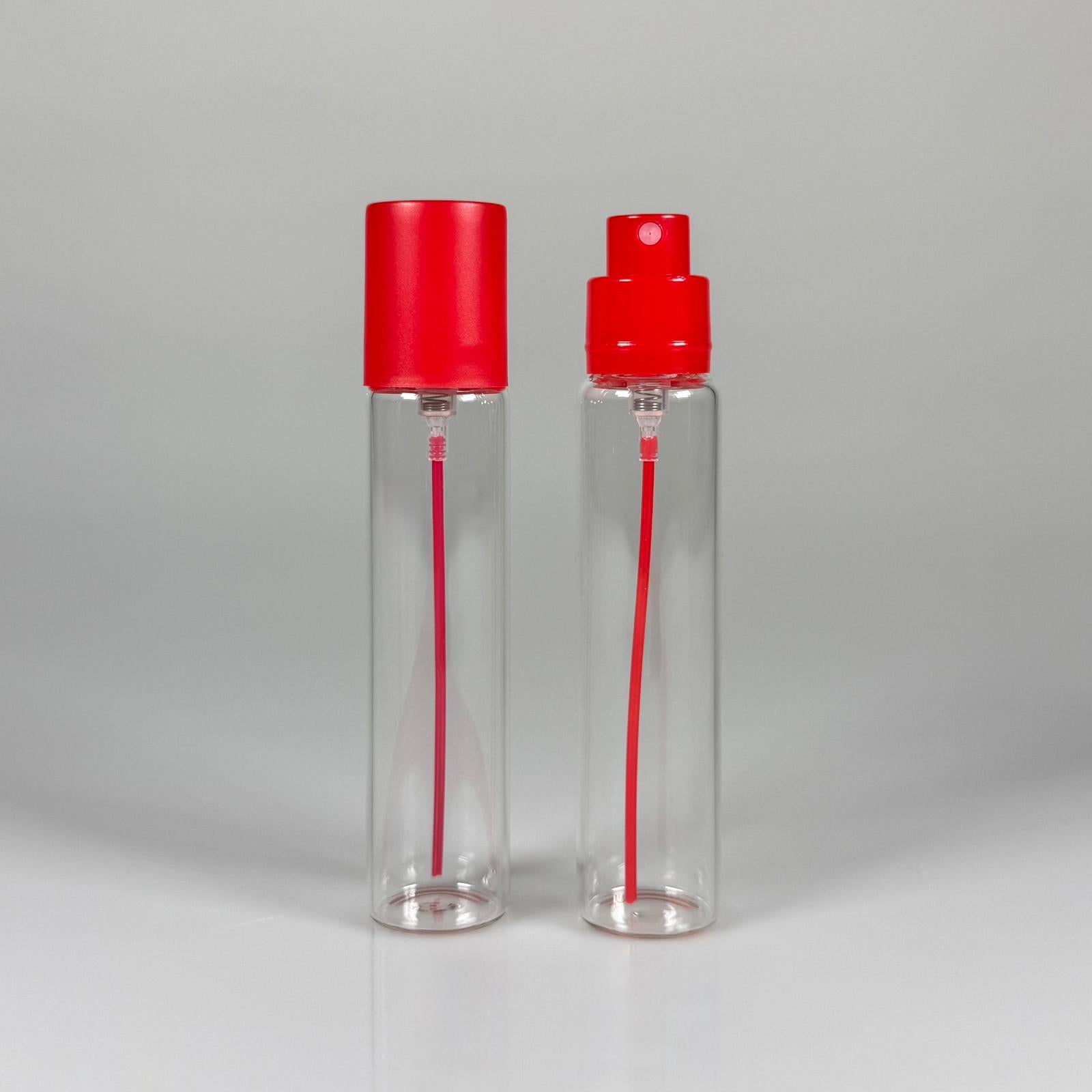 PARFÜM ŞİŞESİ 25 ML - 25 CC БУТИЛКА ЗА ПАРФЮМ, СТЪКЛЕНА ОПАКОВКА С ВЕНТИЛ (ЗАЩИПВАЩ СЕ ЧУЧУР), БУТИЛКИ ЗА ПАРФЮМ ЗА ПАРФЮМ С ФИСАЛКА - ЧЕРВЕН СПРЕЙ + КОМПЛЕКТ КАП.