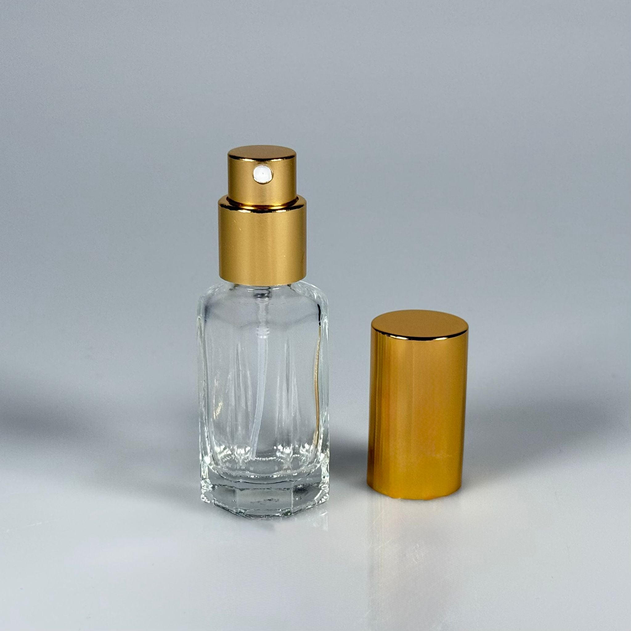 12 ML СТЪКЛЕНА БУТИЛКА ЗА ПАРФЮМ ЗЛАТЕН СПРЕЙ - 12 CC С КЛАПАН (ЗАВЪРТАНЕ, ЗАТВАРЯНЕ, ЗА ПЪЛНЕНЕ) ПРАЗНИ СТЪКЛЕНИ БУТИЛКИ ЗА ПАРФЮМ
