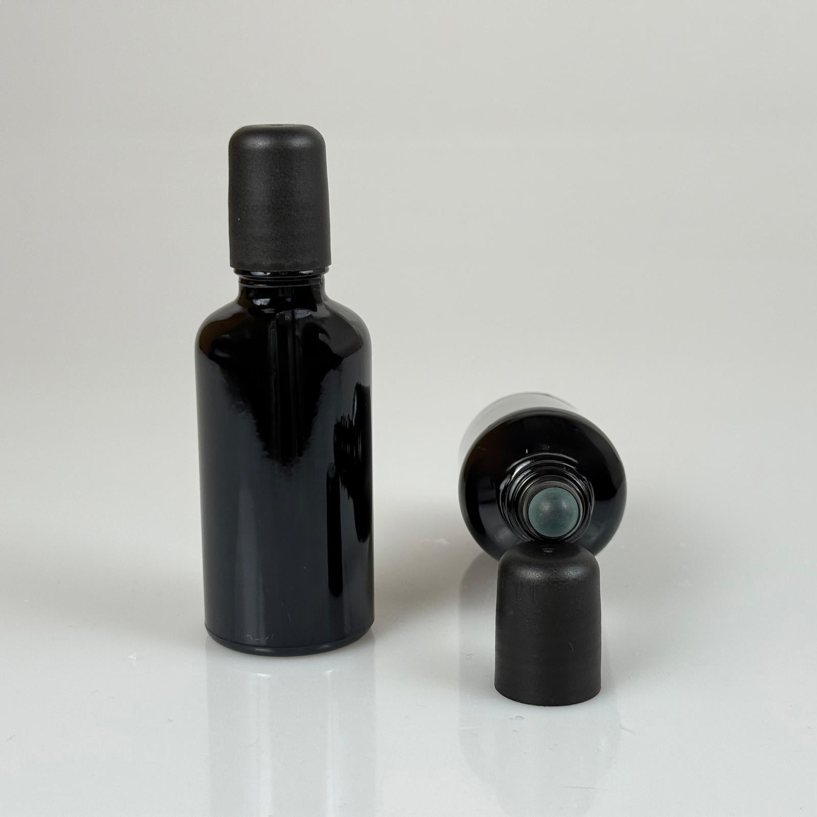 50 CC черна стъклена ролкова бутилка - черна капачка - 50 ml стъклена бутилка с топка - стъклена ролкова бутилка - стъклена бутилка Essence