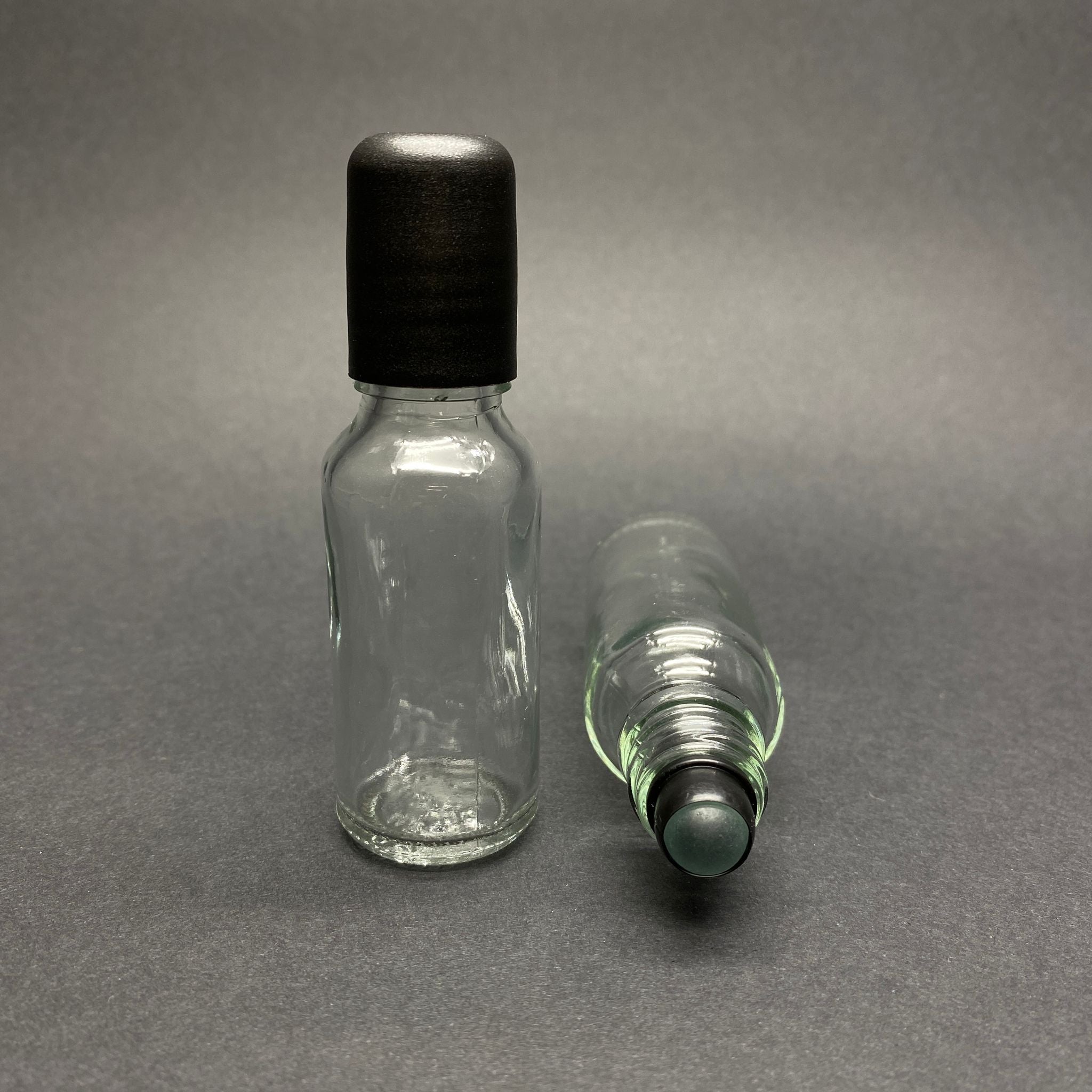 20 CC прозрачна стъклена ролкова бутилка - черна капачка - 20 ml стъклена бутилка с топка - стъклена ролкова бутилка - стъклена бутилка Essence