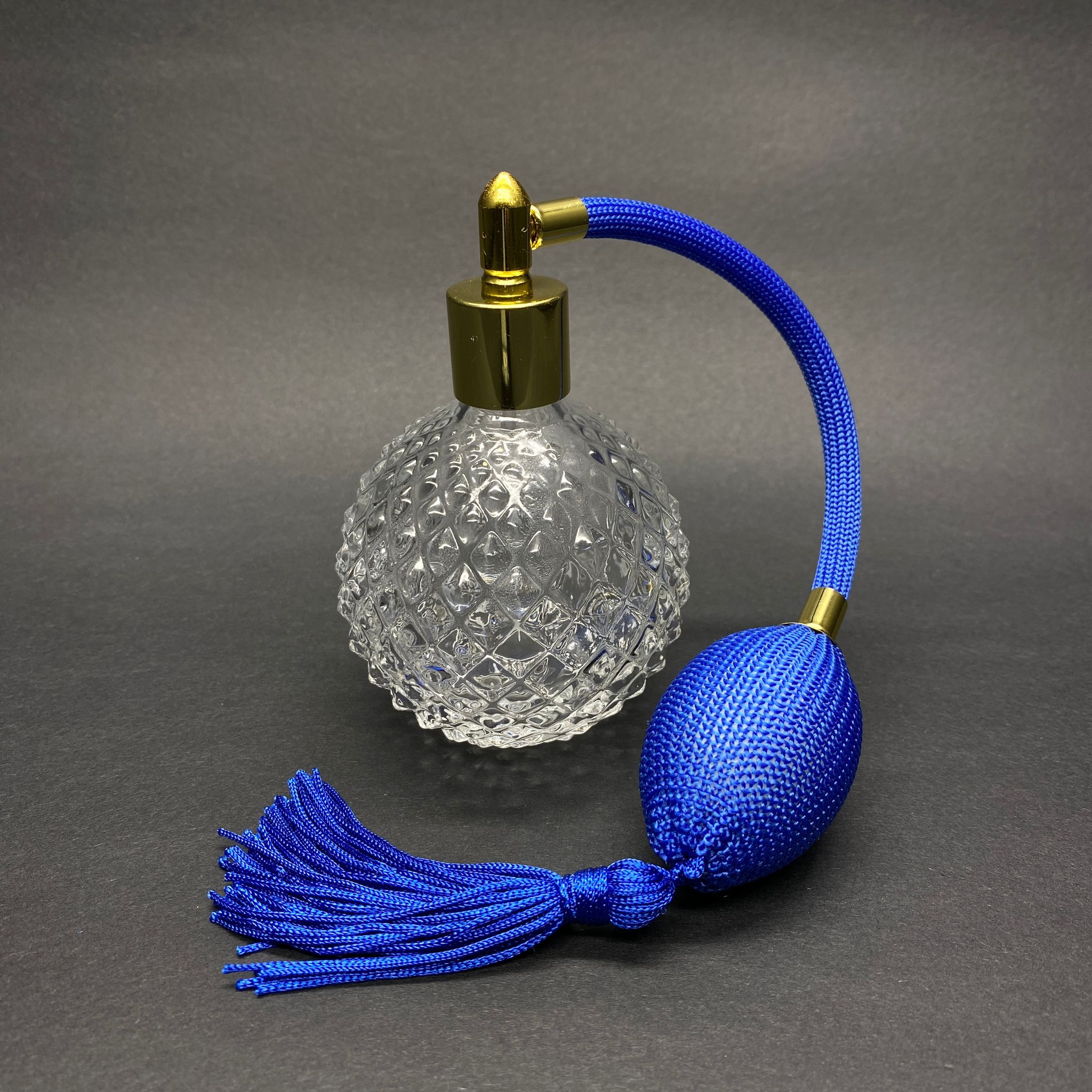 LUX NOSTALGIA БУТИЛКА ЗА ПАРФЮМ - ЗА ПЪРФЮМ - 100 ml Vintage Retro Луксозен одеколон със син маркуч за помпа, бутилка за парфюм