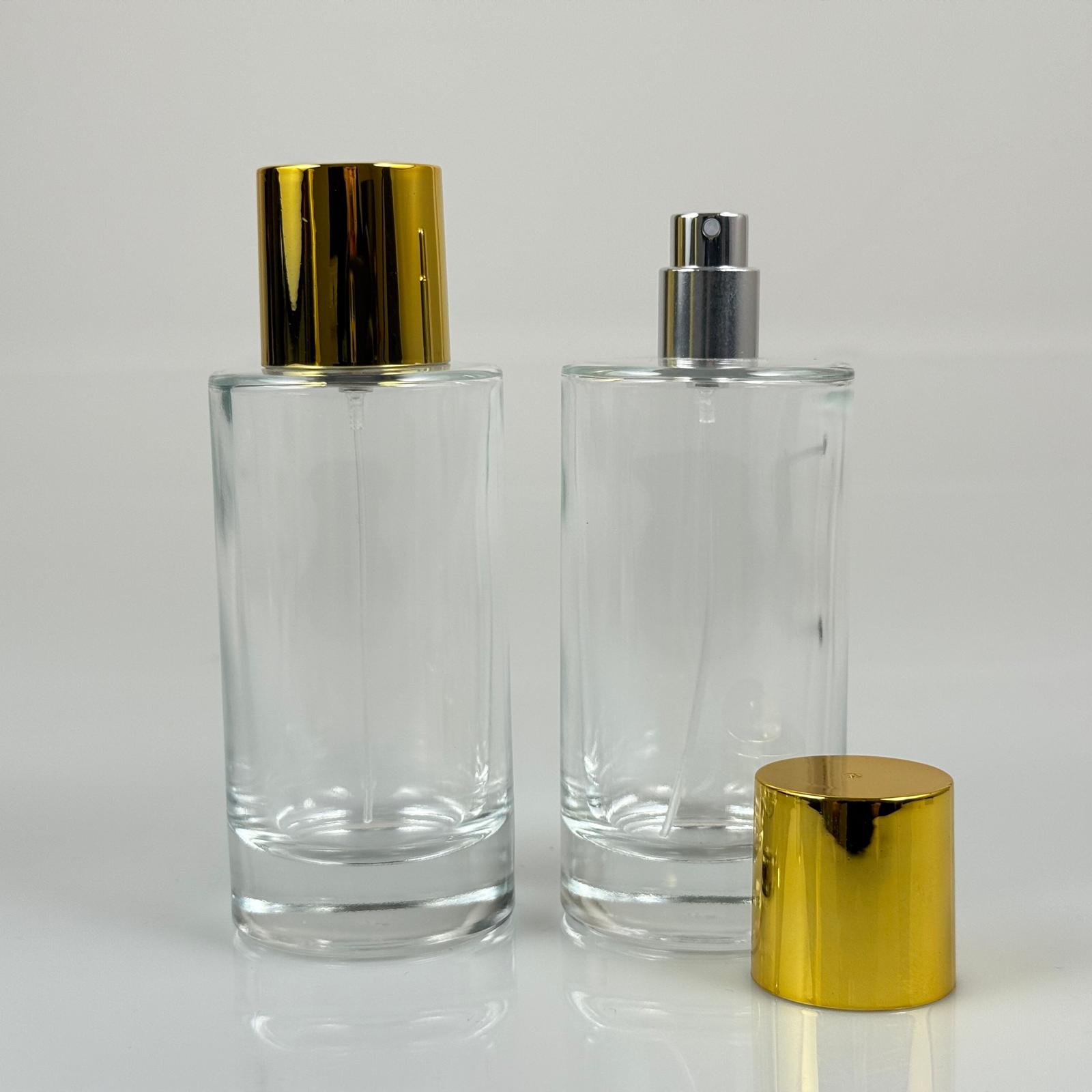 100 ML ЦИЛИНДРИЧЕН МОДЕЛ БУТИЛКА ЗА ПАРФЮМ SAVAGE - СРЕБЪРЕН МЕТАЛЕН СПРЕЙ + ЗЛАТНА ШИРОКА КАПАЧКА (15 ММ УСТИЕ, ЛЕСНО ЗАТВАРЯНЕ С Щракване)